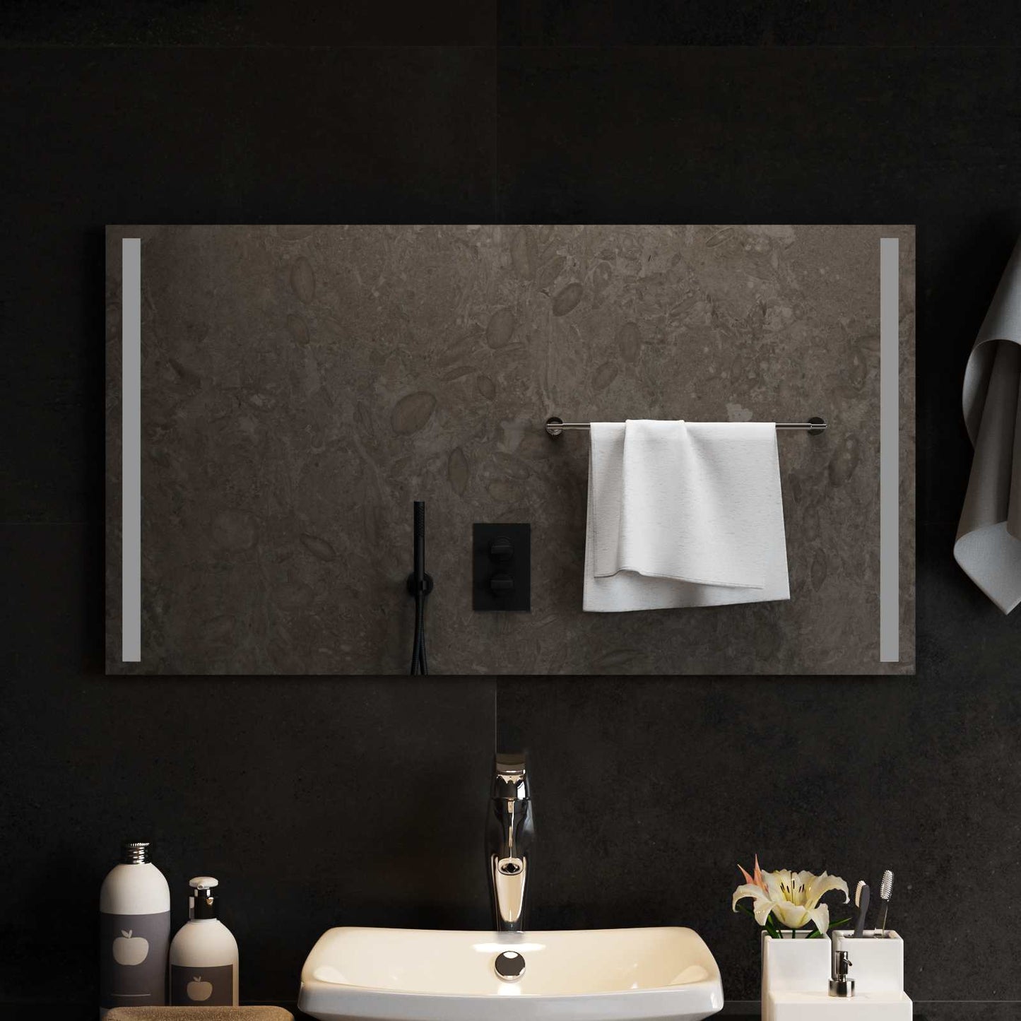 vidaXL LED Bathroom Mirror Transparent 90 x 50 cm Tempered Glass