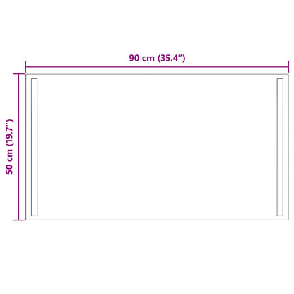 vidaXL LED Bathroom Mirror Transparent 90 x 50 cm Tempered Glass