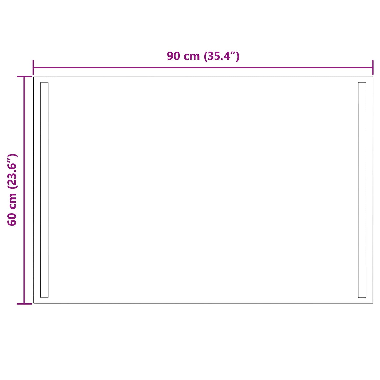 vidaXL LED Bathroom Mirror Transparent 90 x 60 cm Tempered Glass