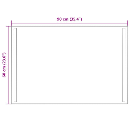 vidaXL LED Bathroom Mirror Transparent 90 x 60 cm Tempered Glass