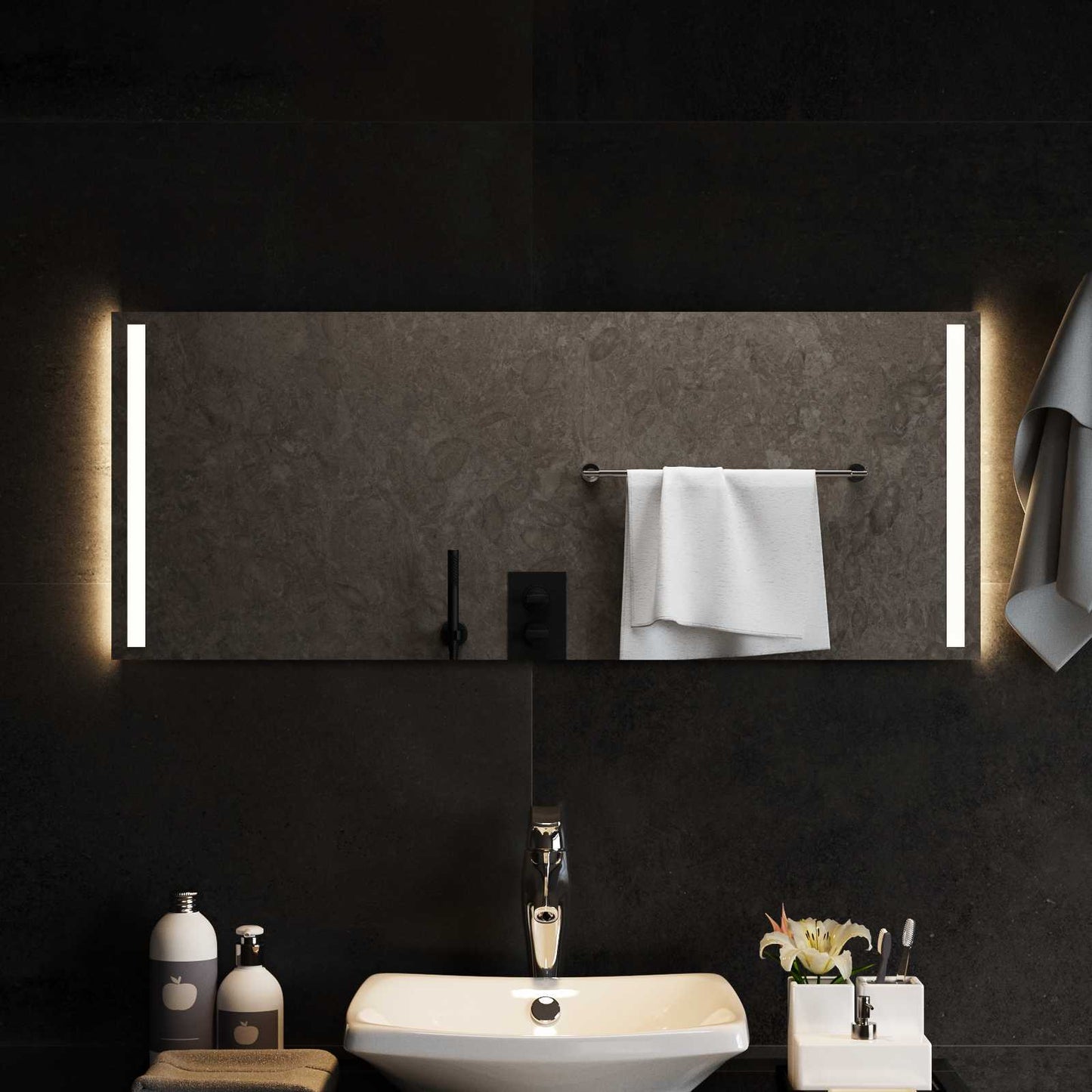 vidaXL LED Bathroom Mirror Transparent 100 x 40 cm Tempered Glass