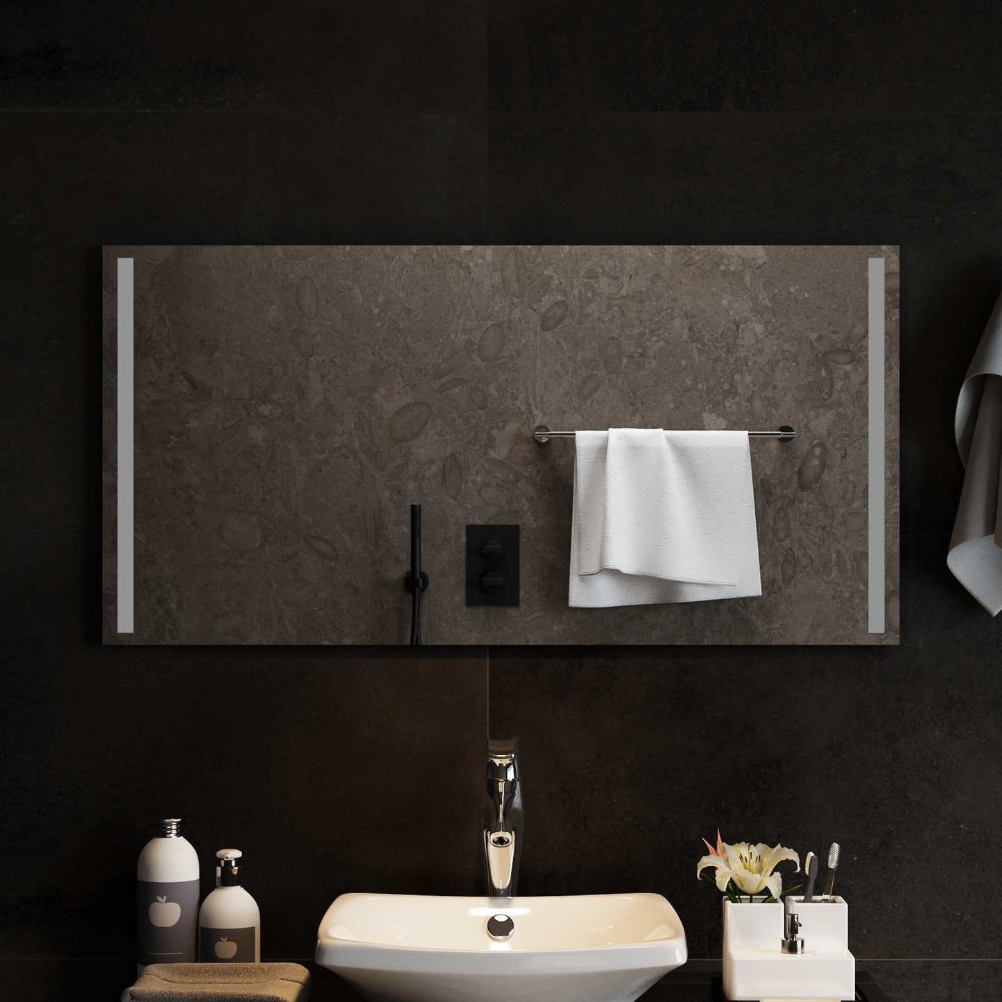 vidaXL LED Bathroom Mirror Transparent 100 x 50 cm Tempered Glass