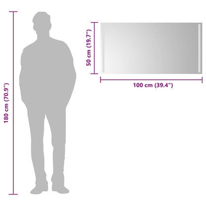 vidaXL LED Bathroom Mirror Transparent 100 x 50 cm Tempered Glass