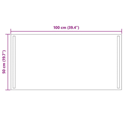 vidaXL LED Bathroom Mirror Transparent 100 x 50 cm Tempered Glass