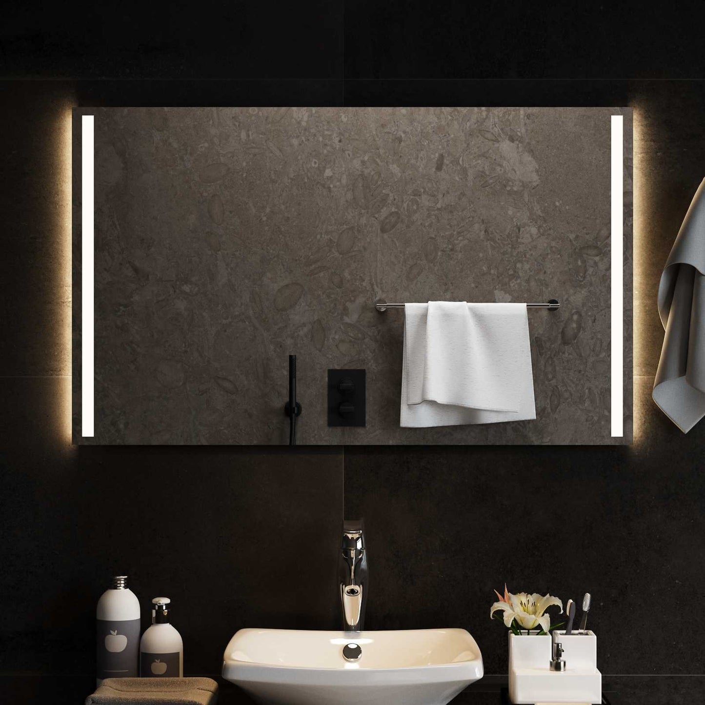vidaXL LED Bathroom Mirror Transparent 100 x 60 cm Tempered Glass