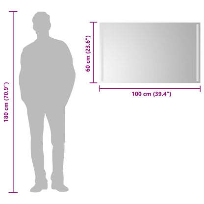 vidaXL LED Bathroom Mirror Transparent 100 x 60 cm Tempered Glass