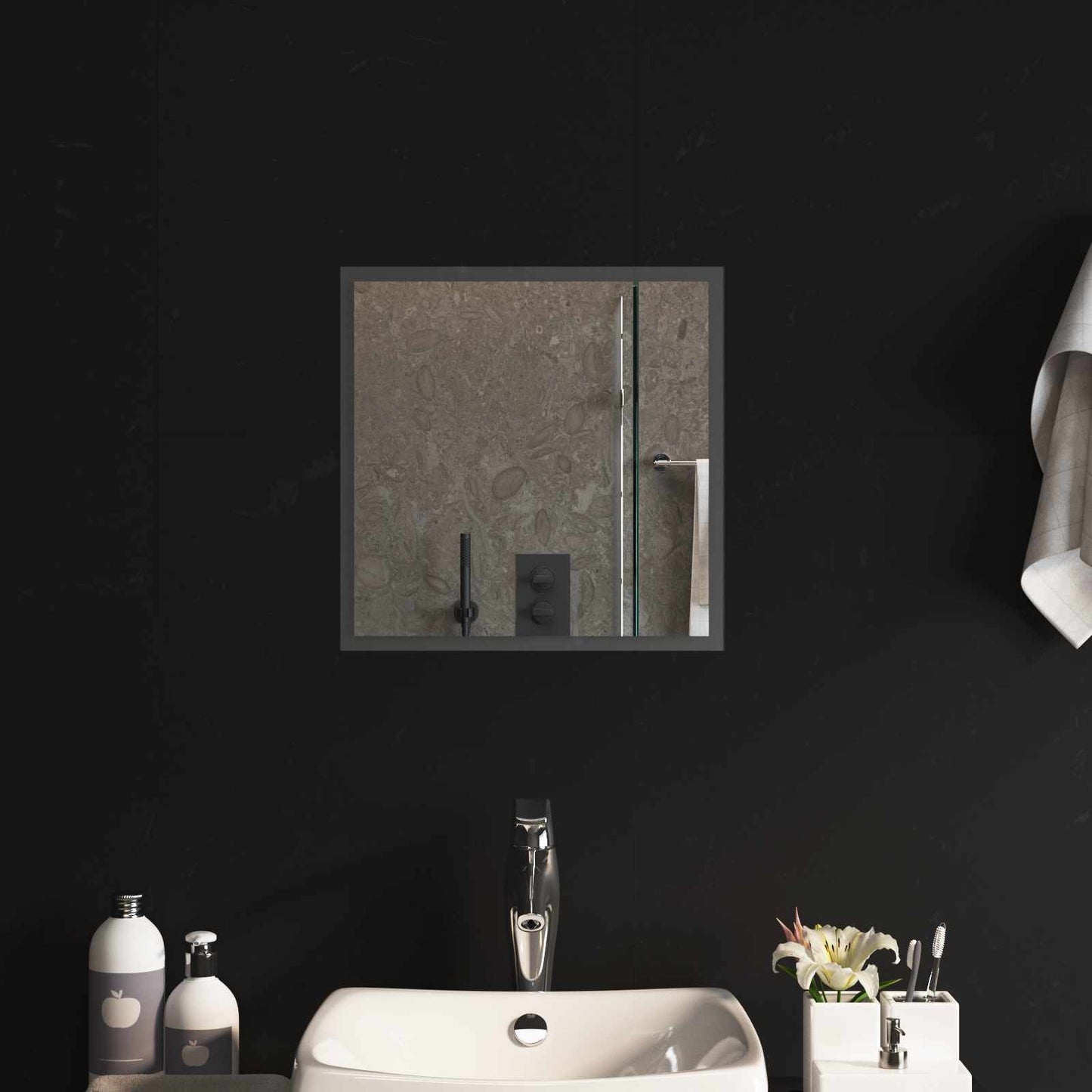vidaXL LED Bathroom Mirror Transparent 40 x 40 cm Tempered Glass