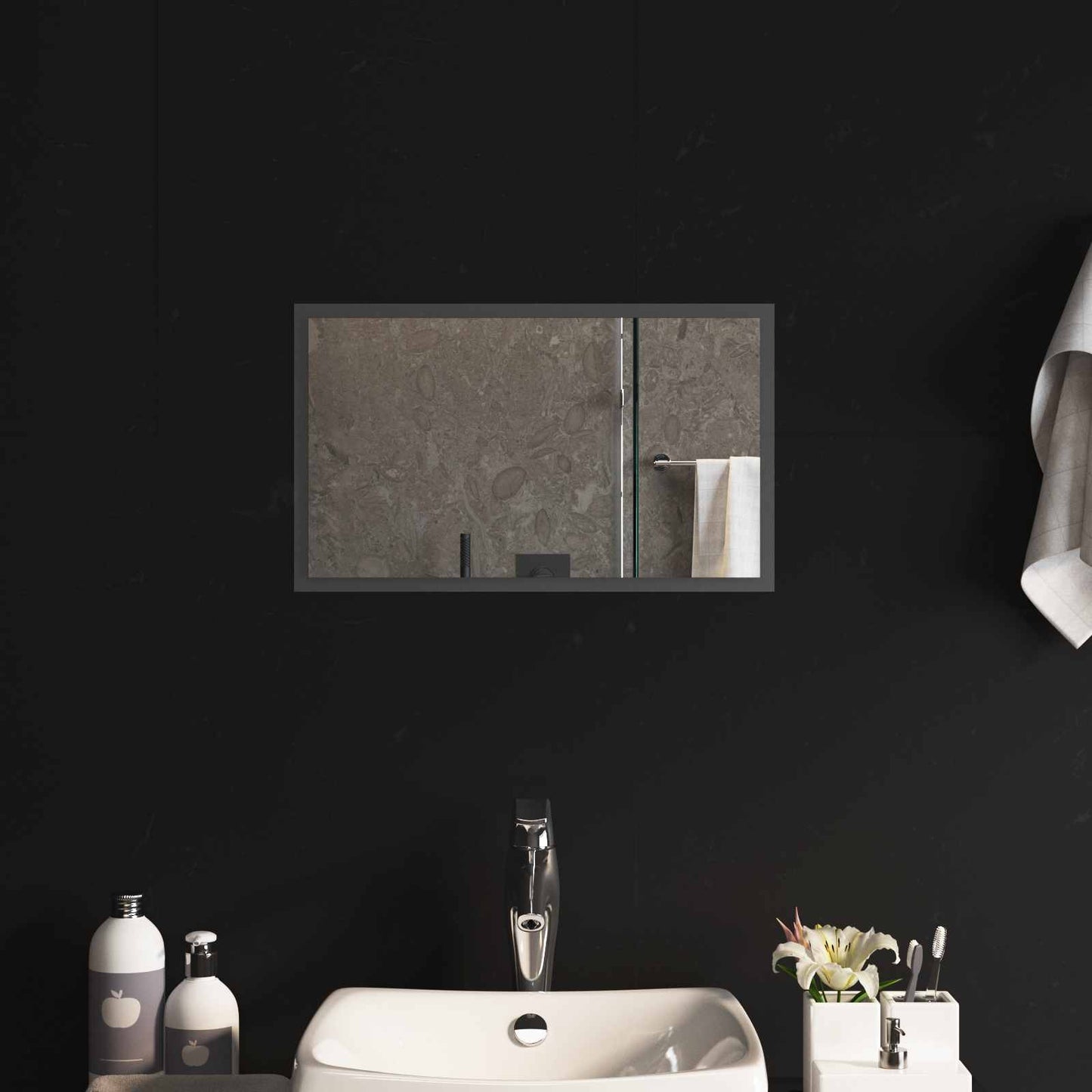 vidaXL LED Bathroom Mirror Transparent 50 x 30 cm Tempered Glass