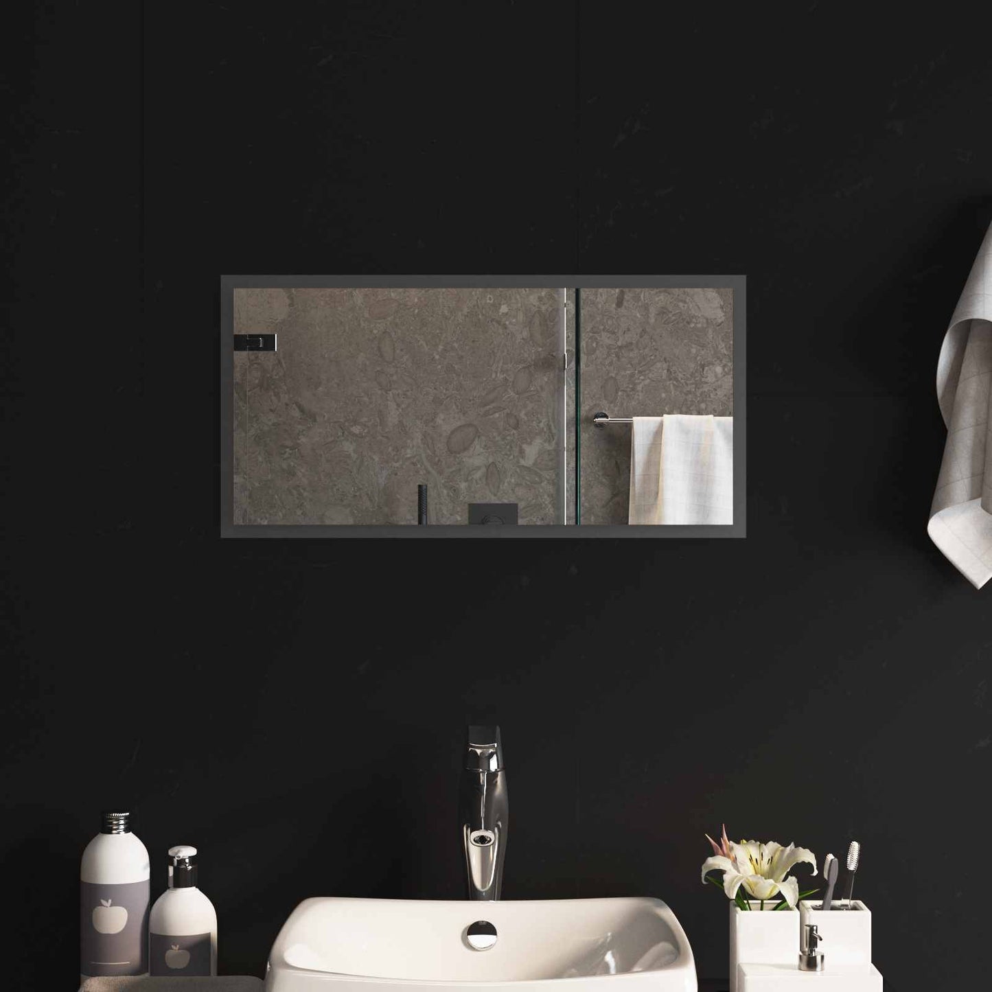 vidaXL LED Bathroom Mirror Transparent 60 x 30 cm Tempered Glass