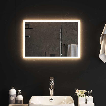 vidaXL LED Bathroom Mirror Transparent 60 x 40 cm Tempered Glass