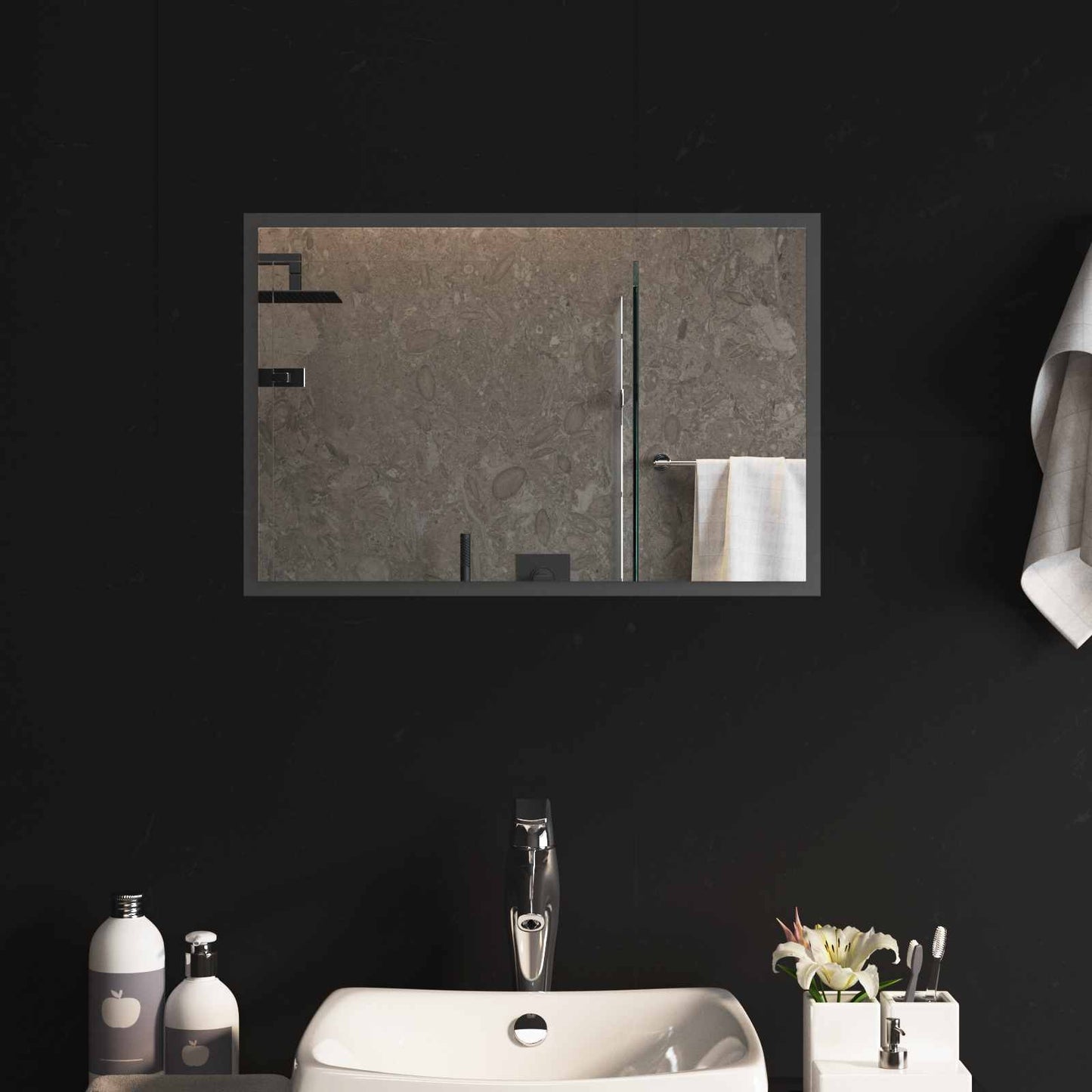 vidaXL LED Bathroom Mirror Transparent 60 x 40 cm Tempered Glass