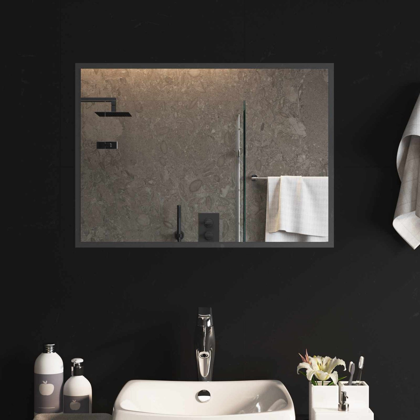 vidaXL LED Bathroom Mirror Transparent 70 x 50 cm Tempered Glass