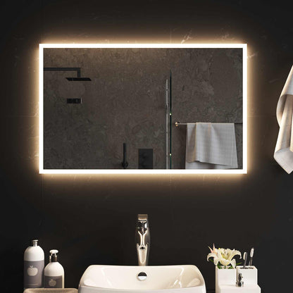 vidaXL LED Bathroom Mirror Transparent 80 x 50 cm Tempered Glass