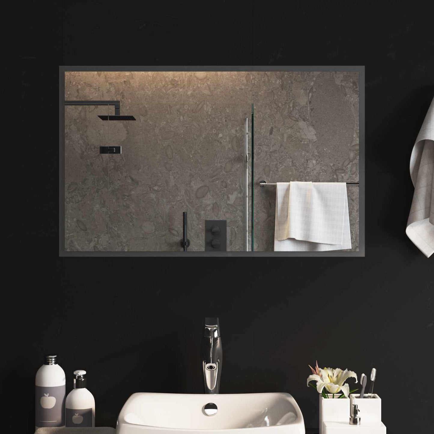 vidaXL LED Bathroom Mirror Transparent 80 x 50 cm Tempered Glass