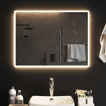 vidaXL LED Bathroom Mirror Transparent 80 x 60 cm Tempered Glass