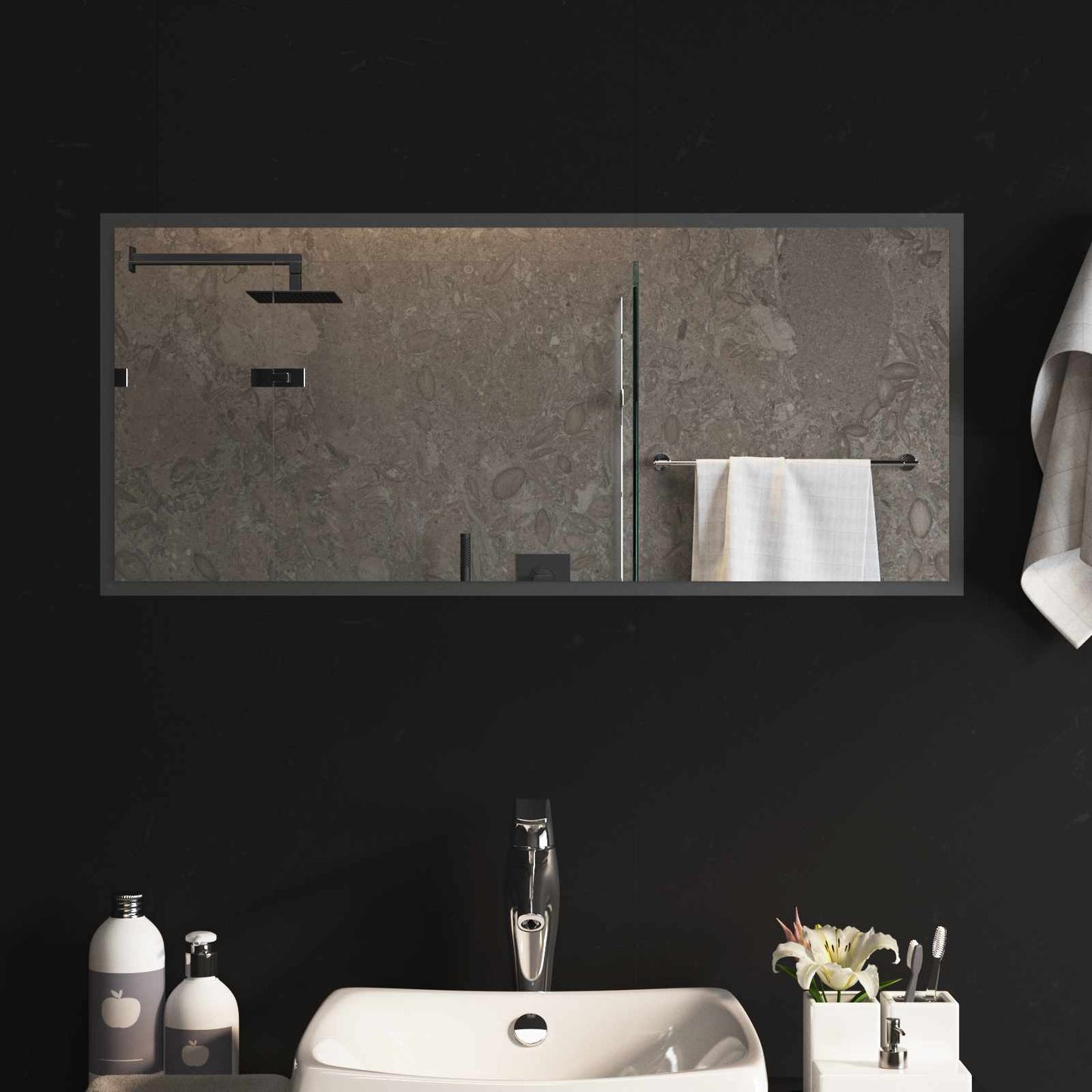 vidaXL LED Bathroom Mirror Transparent 90 x 40 cm Tempered Glass