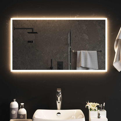 vidaXL LED Bathroom Mirror Transparent 90 x 50 cm Tempered Glass