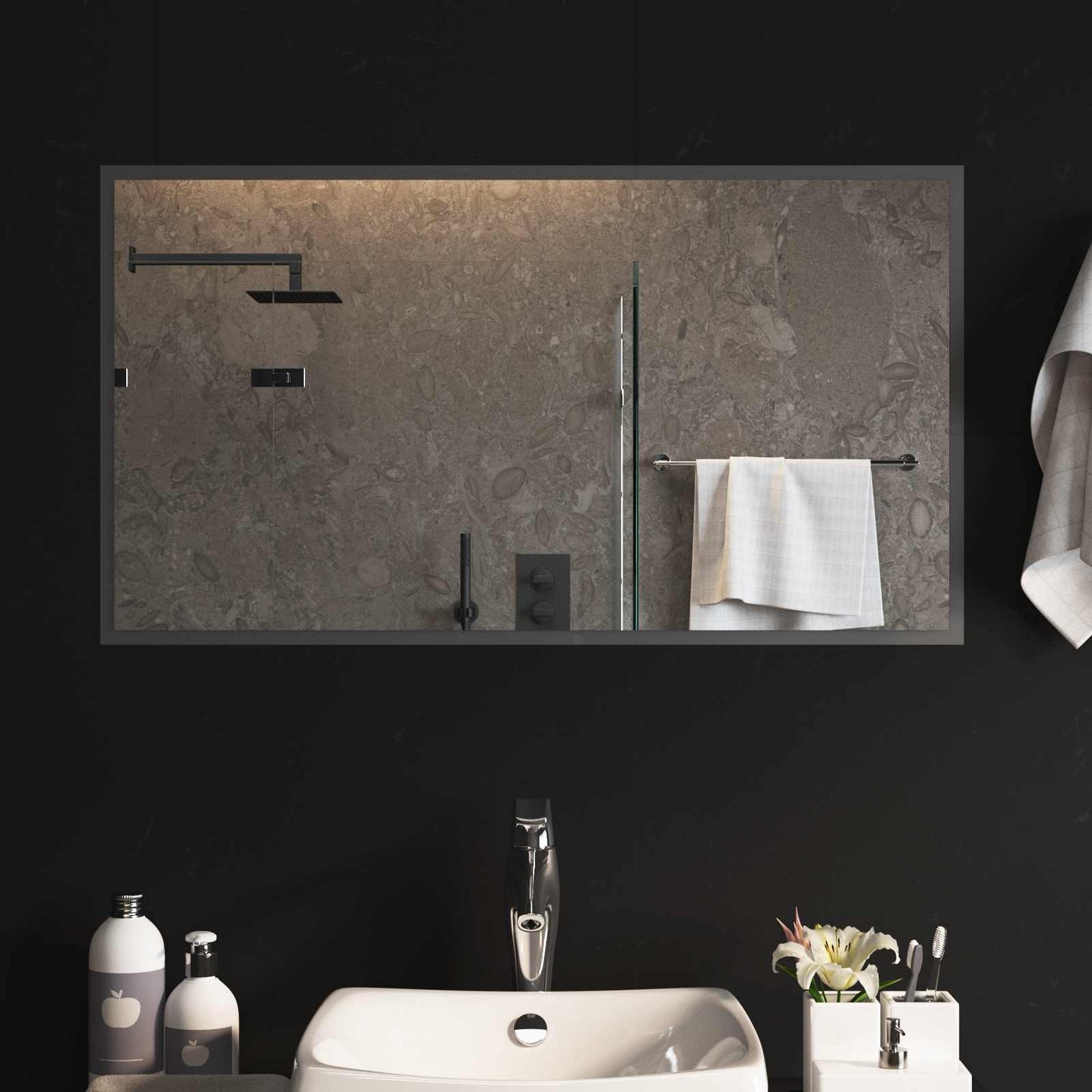 vidaXL LED Bathroom Mirror Transparent 90 x 50 cm Tempered Glass