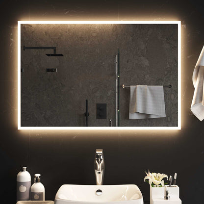 vidaXL LED Bathroom Mirror Transparent 90 x 60 cm Tempered Glass