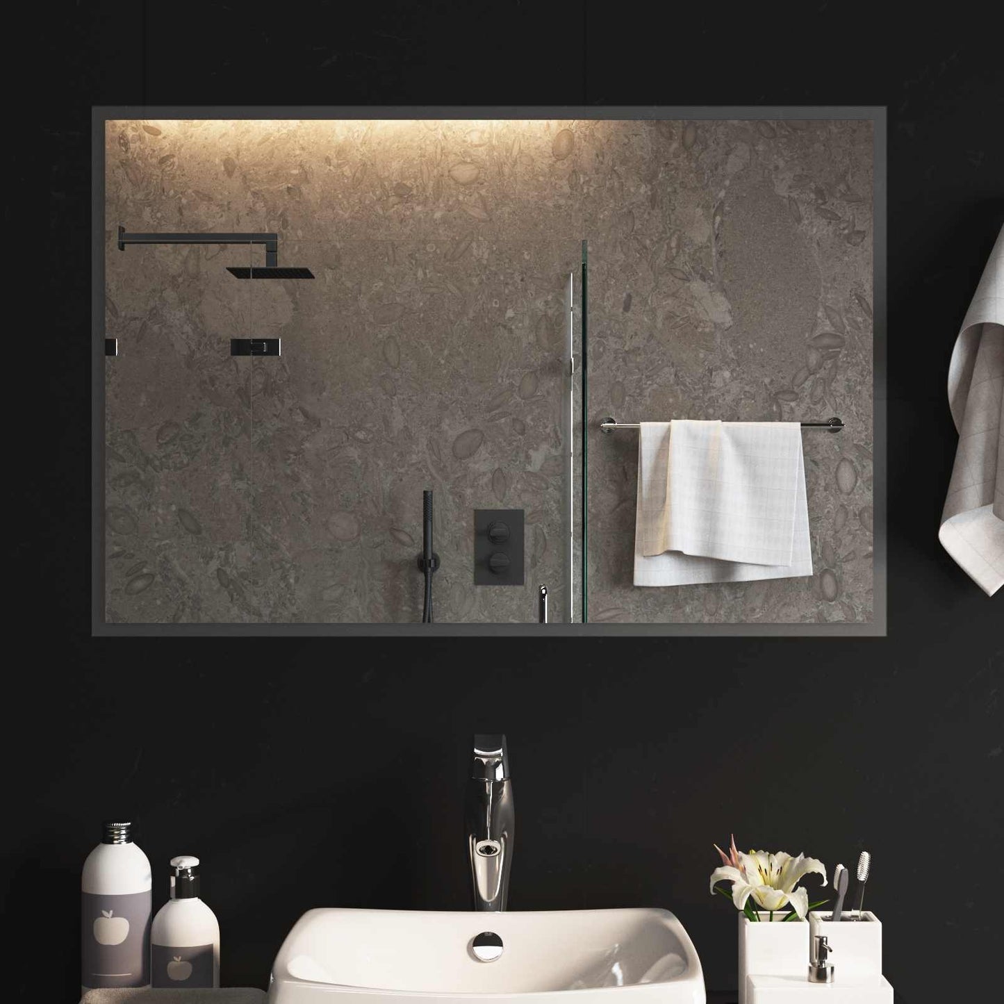 vidaXL LED Bathroom Mirror Transparent 90 x 60 cm Tempered Glass
