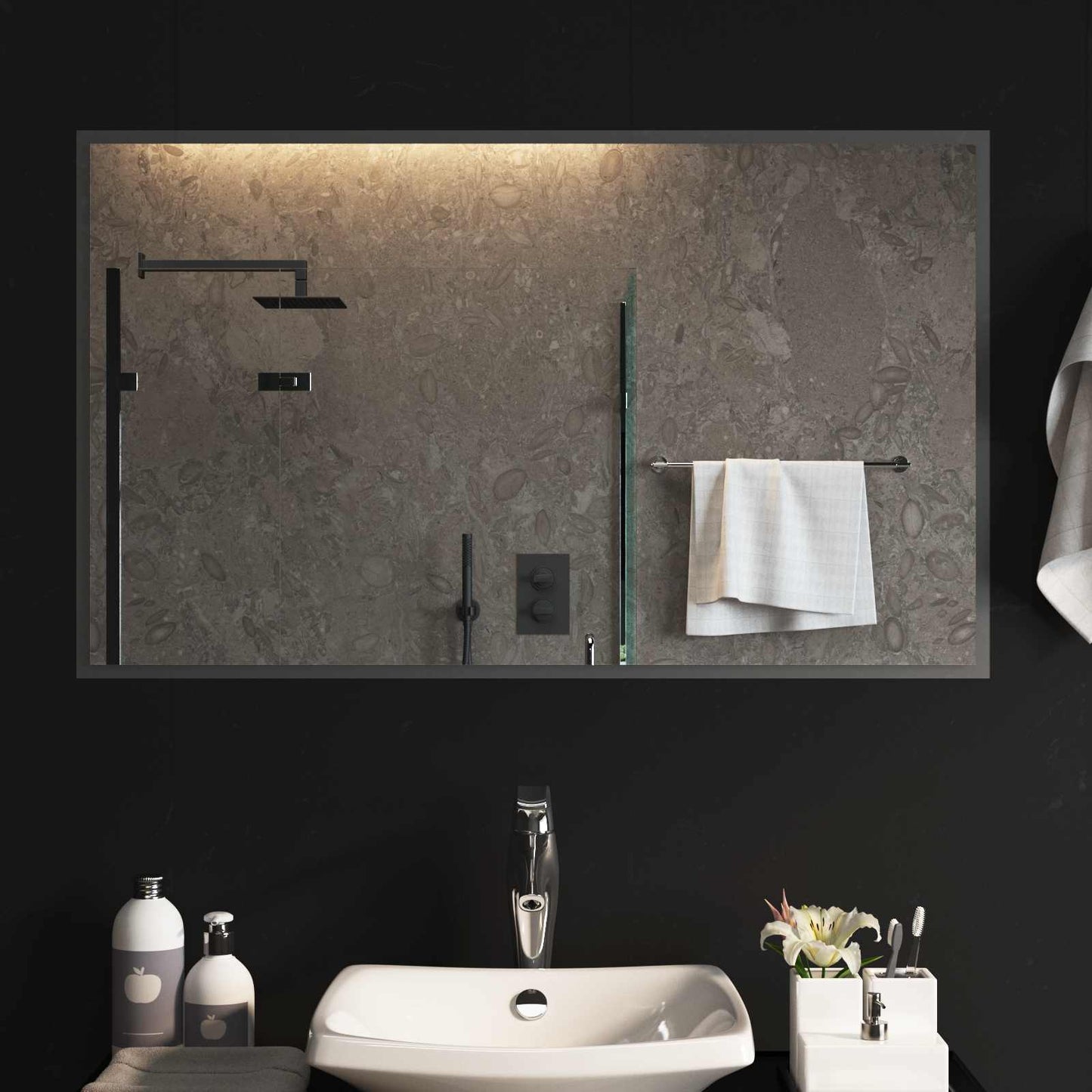 vidaXL LED Bathroom Mirror Transparent 100 x 60 cm Tempered Glass