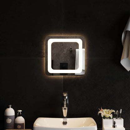 vidaXL LED Bathroom Mirror Transparent 30 x 30 cm Tempered Glass
