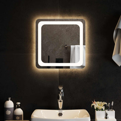 vidaXL LED Bathroom Mirror Transparent 40 x 40 cm Tempered Glass