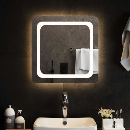 vidaXL LED Bathroom Mirror Transparent 50 x 50 cm Tempered Glass
