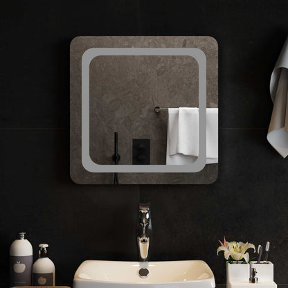 vidaXL LED Bathroom Mirror Transparent 50 x 50 cm Tempered Glass