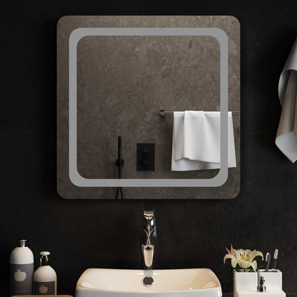 vidaXL LED Bathroom Mirror Transparent 60 x 60 cm Tempered Glass