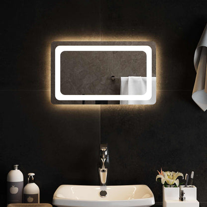vidaXL LED Bathroom Mirror Transparent 50 x 30 cm Tempered Glass
