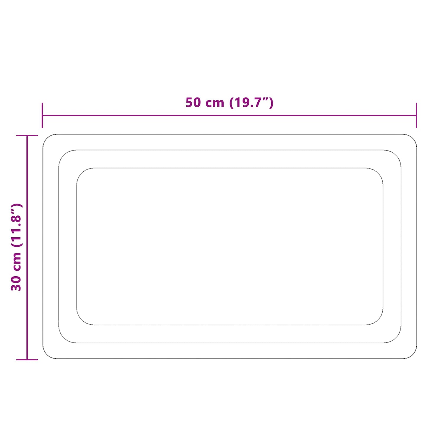 vidaXL LED Bathroom Mirror Transparent 50 x 30 cm Tempered Glass