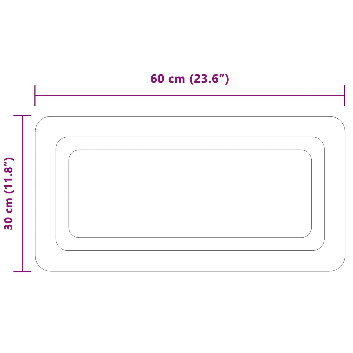 vidaXL LED Bathroom Mirror Transparent 60 x 30 cm Tempered Glass