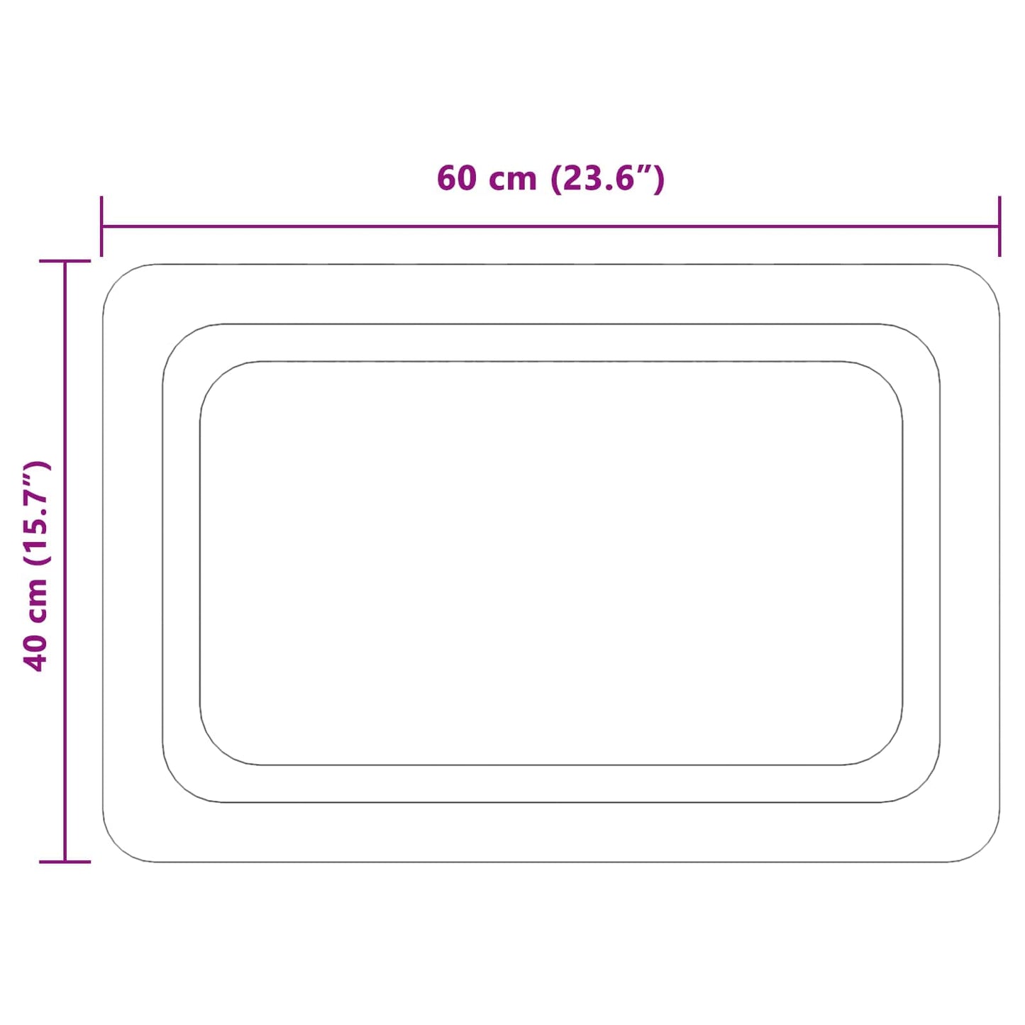 vidaXL LED Bathroom Mirror Transparent 60 x 40 cm Tempered Glass