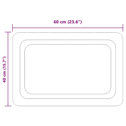 vidaXL LED Bathroom Mirror Transparent 60 x 40 cm Tempered Glass