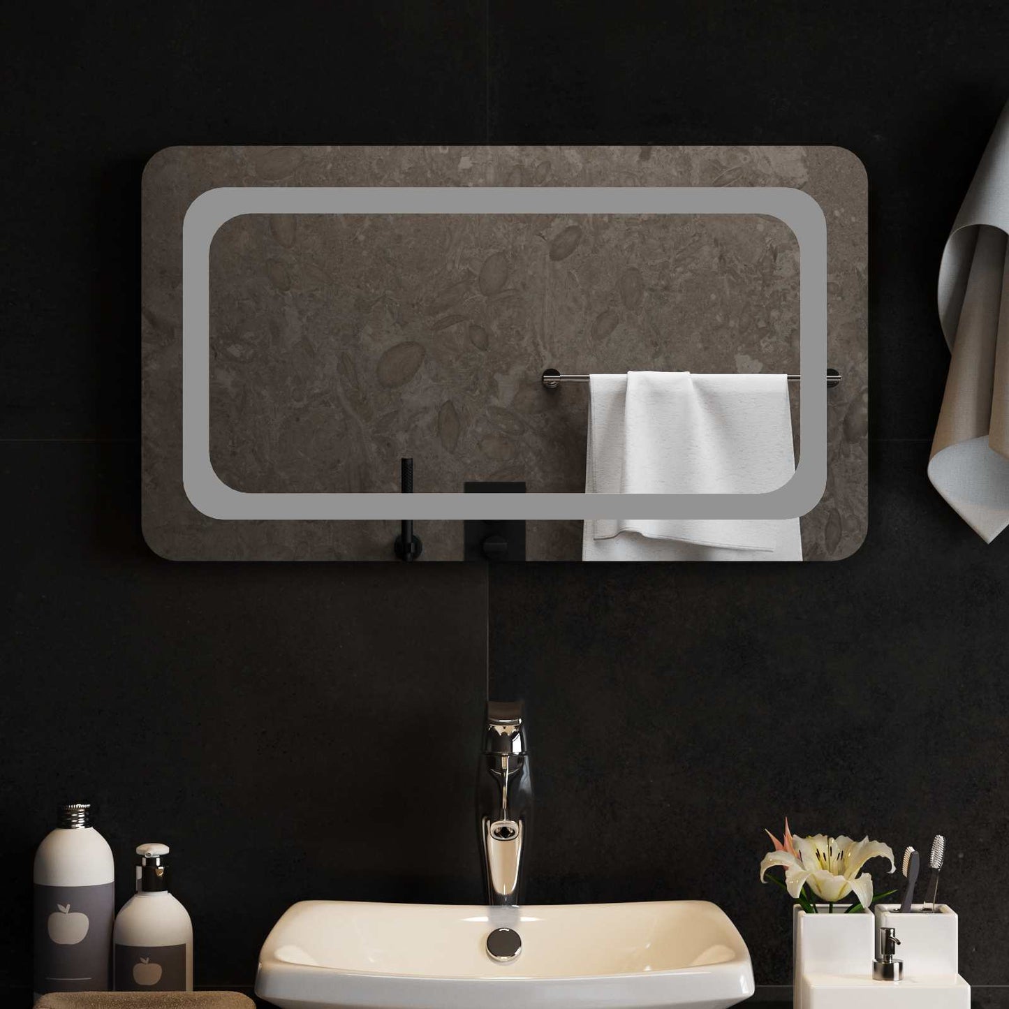 vidaXL LED Bathroom Mirror Transparent 70 x 40 cm Tempered Glass