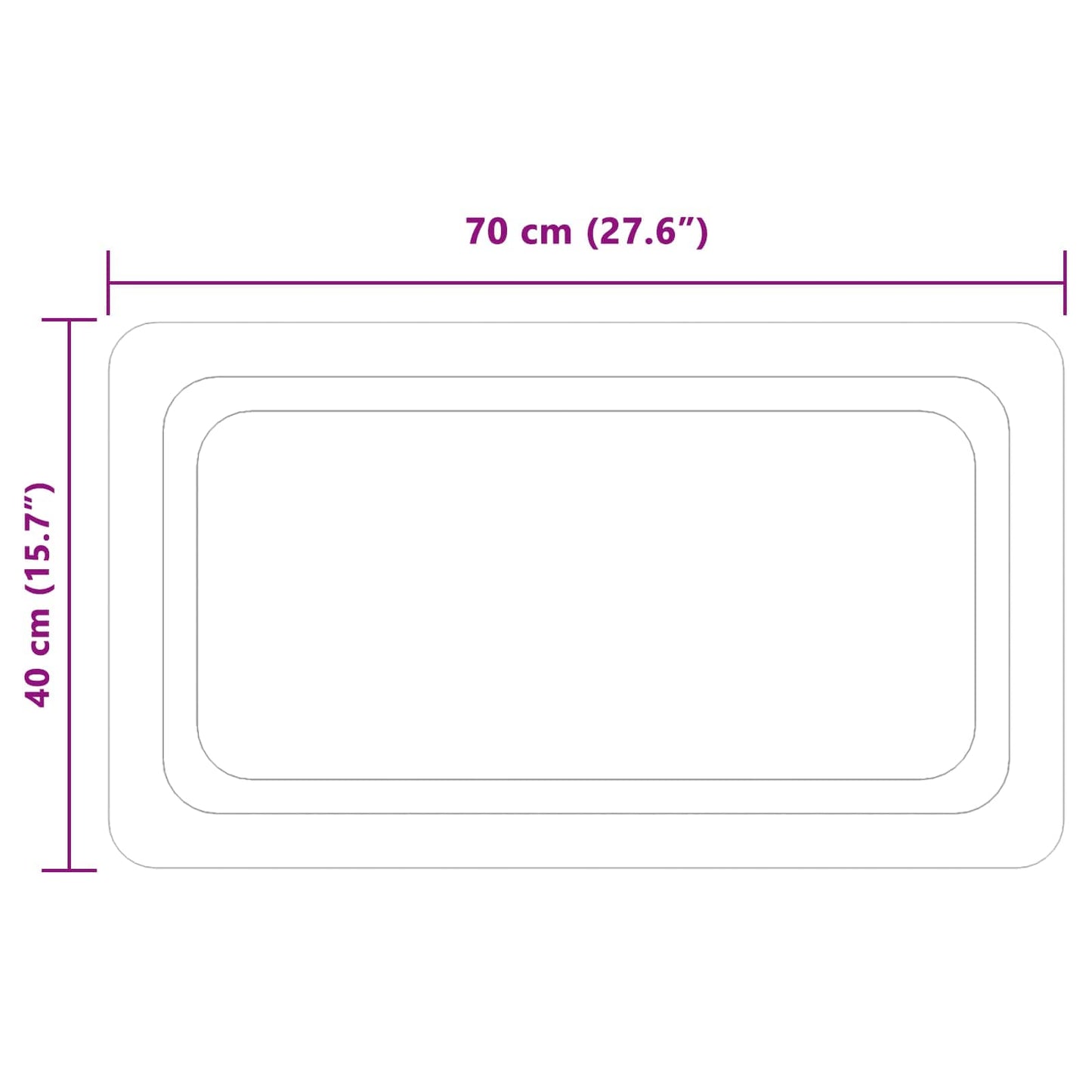 vidaXL LED Bathroom Mirror Transparent 70 x 40 cm Tempered Glass