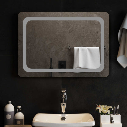 vidaXL LED Bathroom Mirror Transparent 70 x 50 cm Tempered Glass