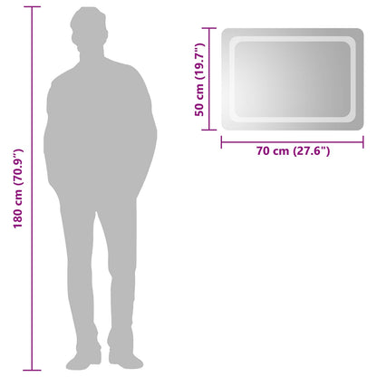vidaXL LED Bathroom Mirror Transparent 70 x 50 cm Tempered Glass
