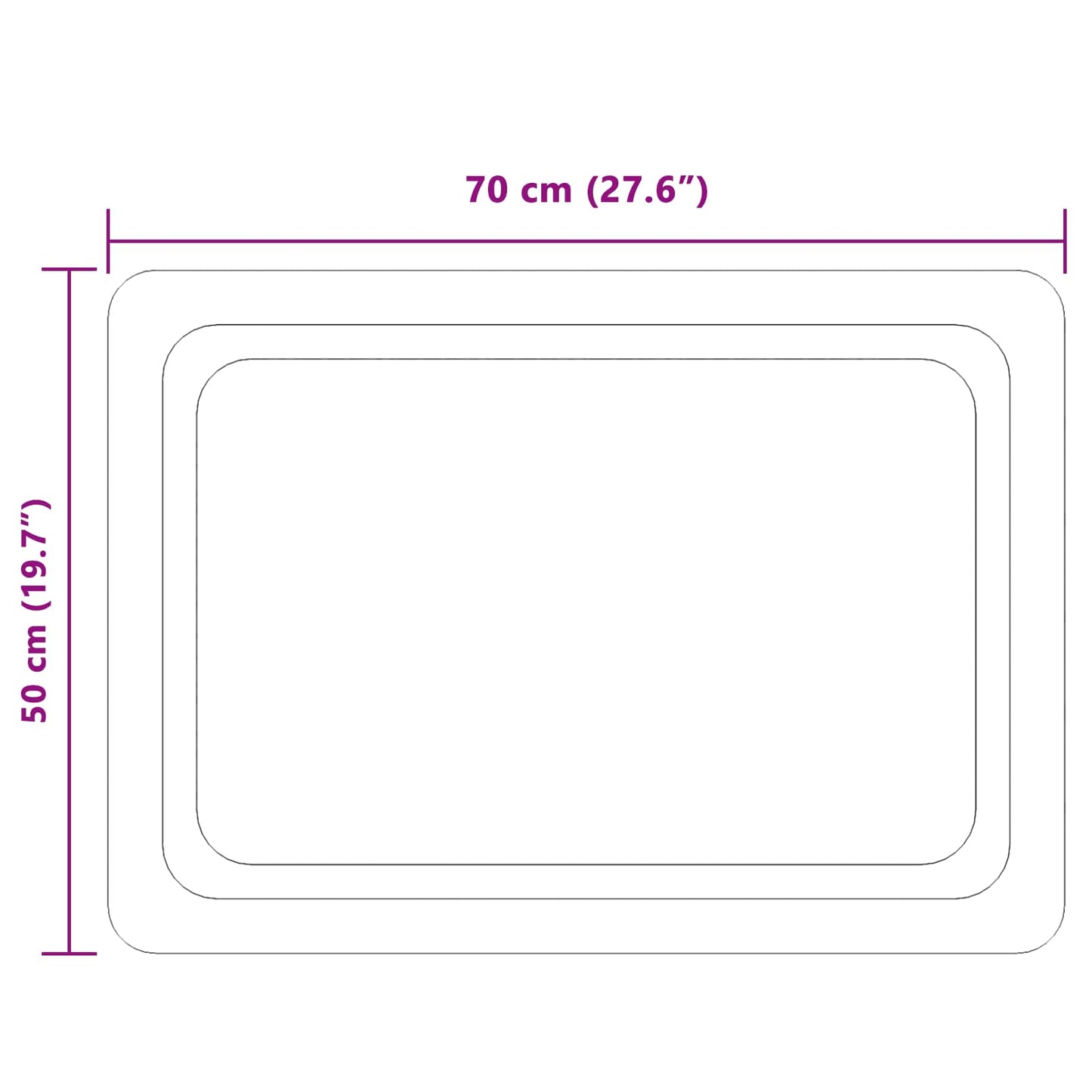 vidaXL LED Bathroom Mirror Transparent 70 x 50 cm Tempered Glass