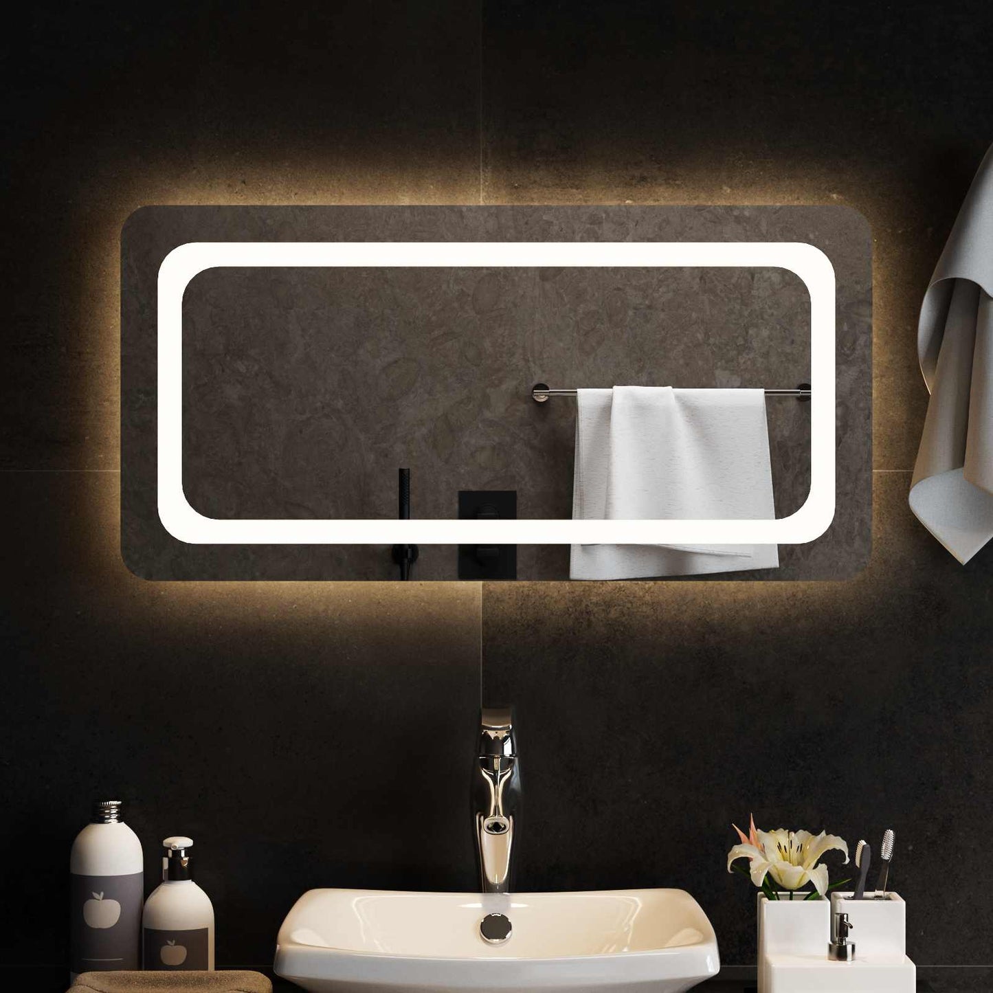 vidaXL LED Bathroom Mirror Transparent 80 x 40 cm Tempered Glass