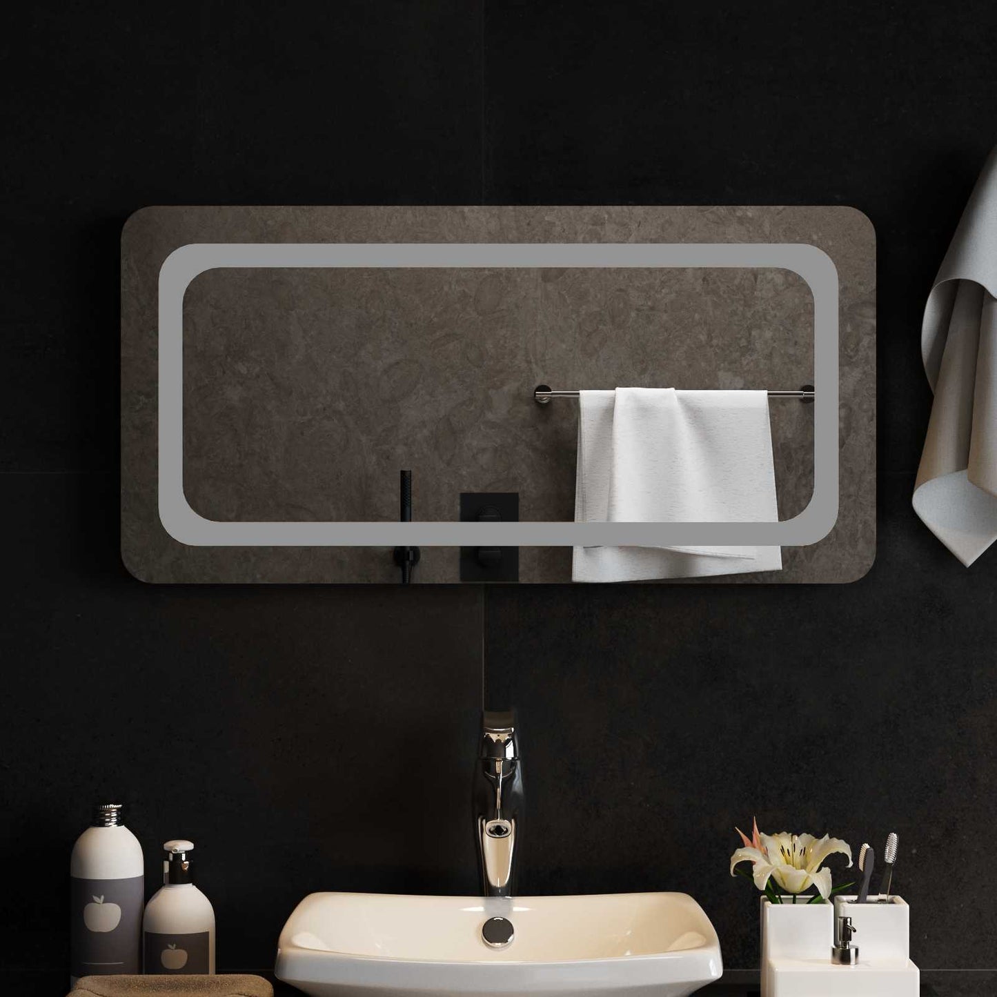 vidaXL LED Bathroom Mirror Transparent 80 x 40 cm Tempered Glass