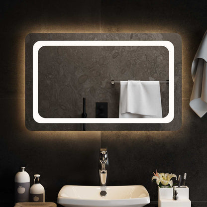 vidaXL LED Bathroom Mirror Transparent 80 x 50 cm Tempered Glass