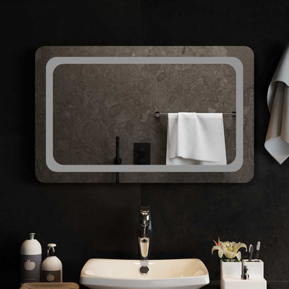 vidaXL LED Bathroom Mirror Transparent 80 x 50 cm Tempered Glass