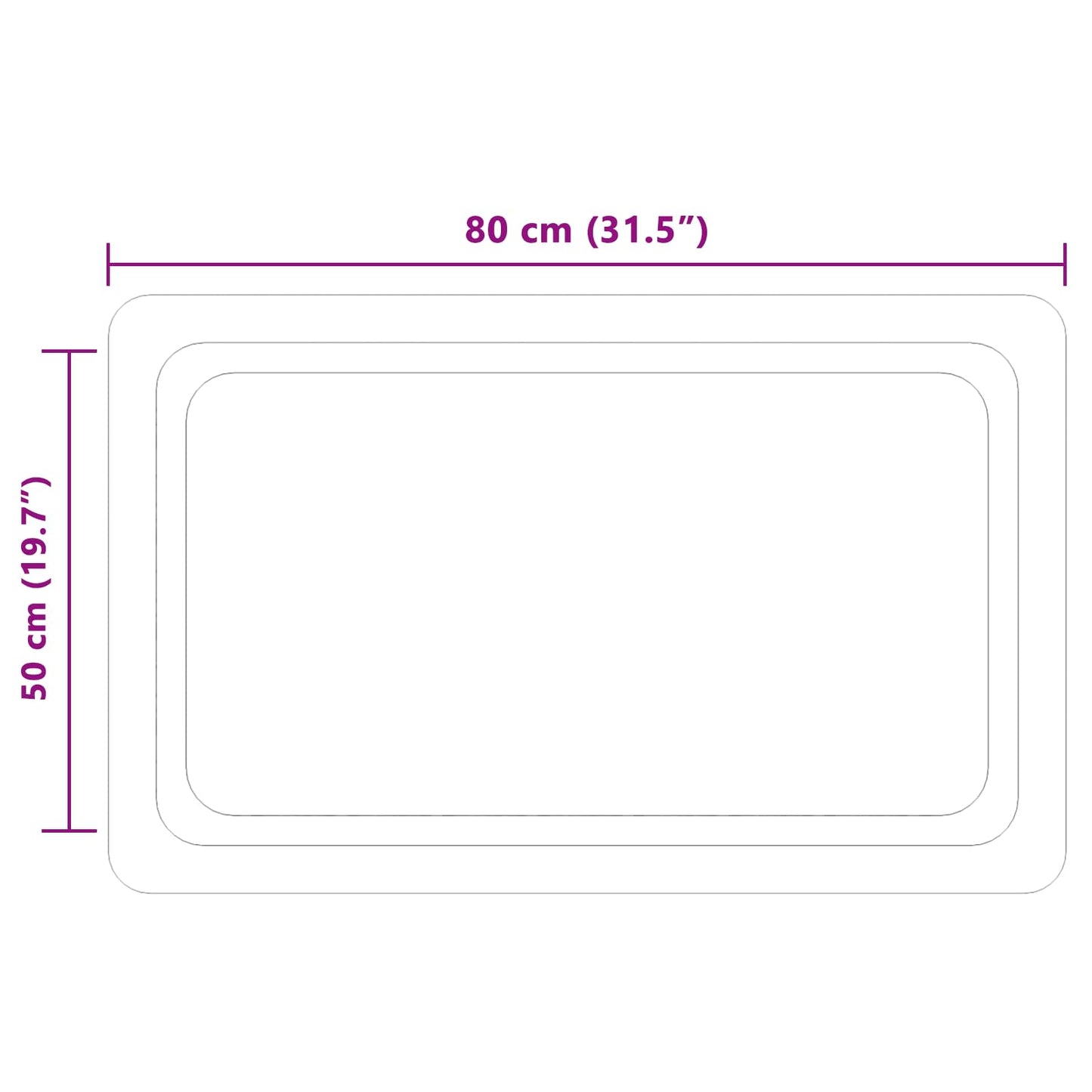 vidaXL LED Bathroom Mirror Transparent 80 x 50 cm Tempered Glass