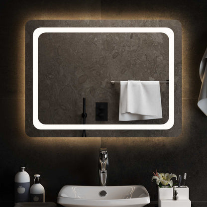 vidaXL LED Bathroom Mirror Transparent 80 x 60 cm Tempered Glass
