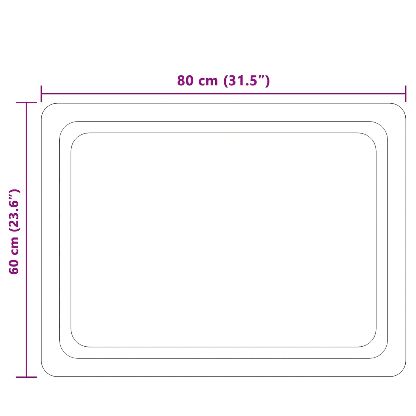 vidaXL LED Bathroom Mirror Transparent 80 x 60 cm Tempered Glass