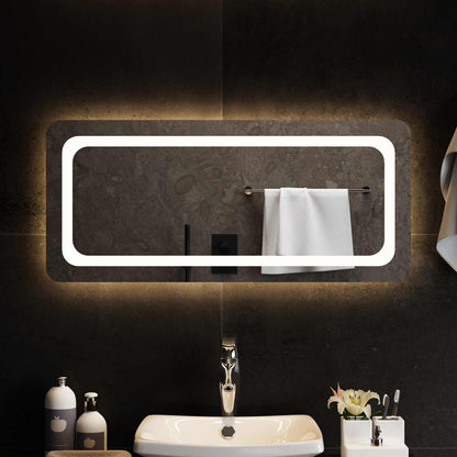 vidaXL LED Bathroom Mirror Transparent 90 x 40 cm Tempered Glass