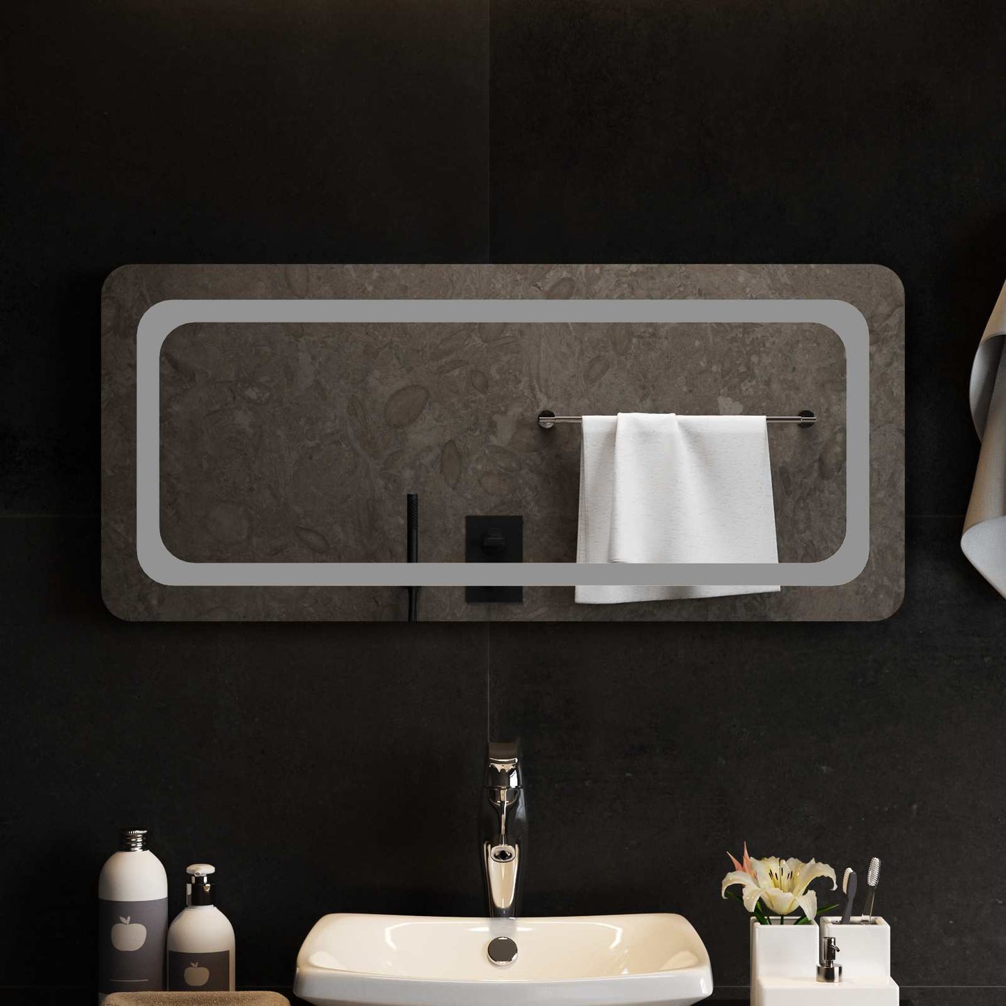 vidaXL LED Bathroom Mirror Transparent 90 x 40 cm Tempered Glass