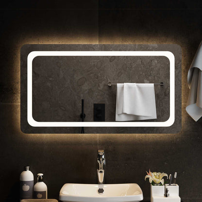 vidaXL LED Bathroom Mirror Transparent 90 x 50 cm Tempered Glass
